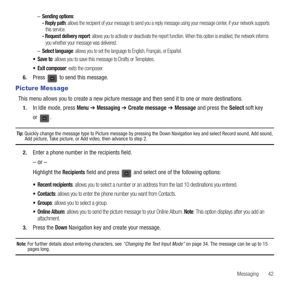 Picture message | Samsung SGH-T479RNATMB User Manual | Page 45 / 167