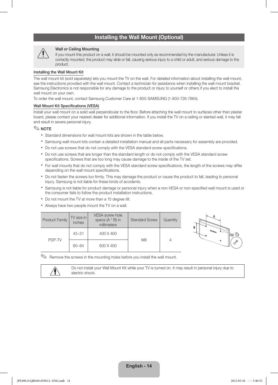 Samsung PN51E490B4FXZA User Manual | Page 14 / 23