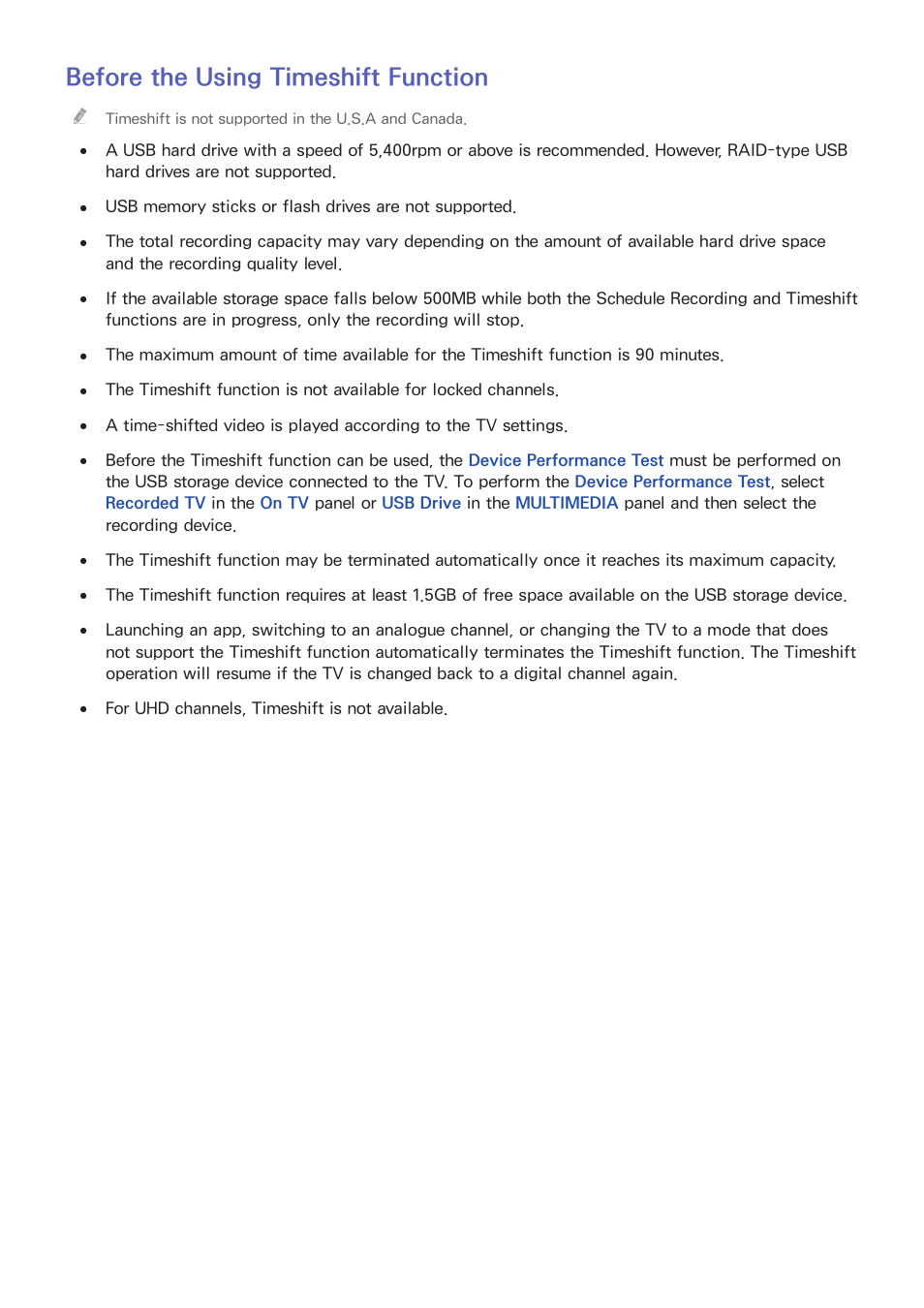 210 before the using timeshift function, Before the using timeshift function | Samsung UN78HU9000FXZA User Manual | Page 216 / 244