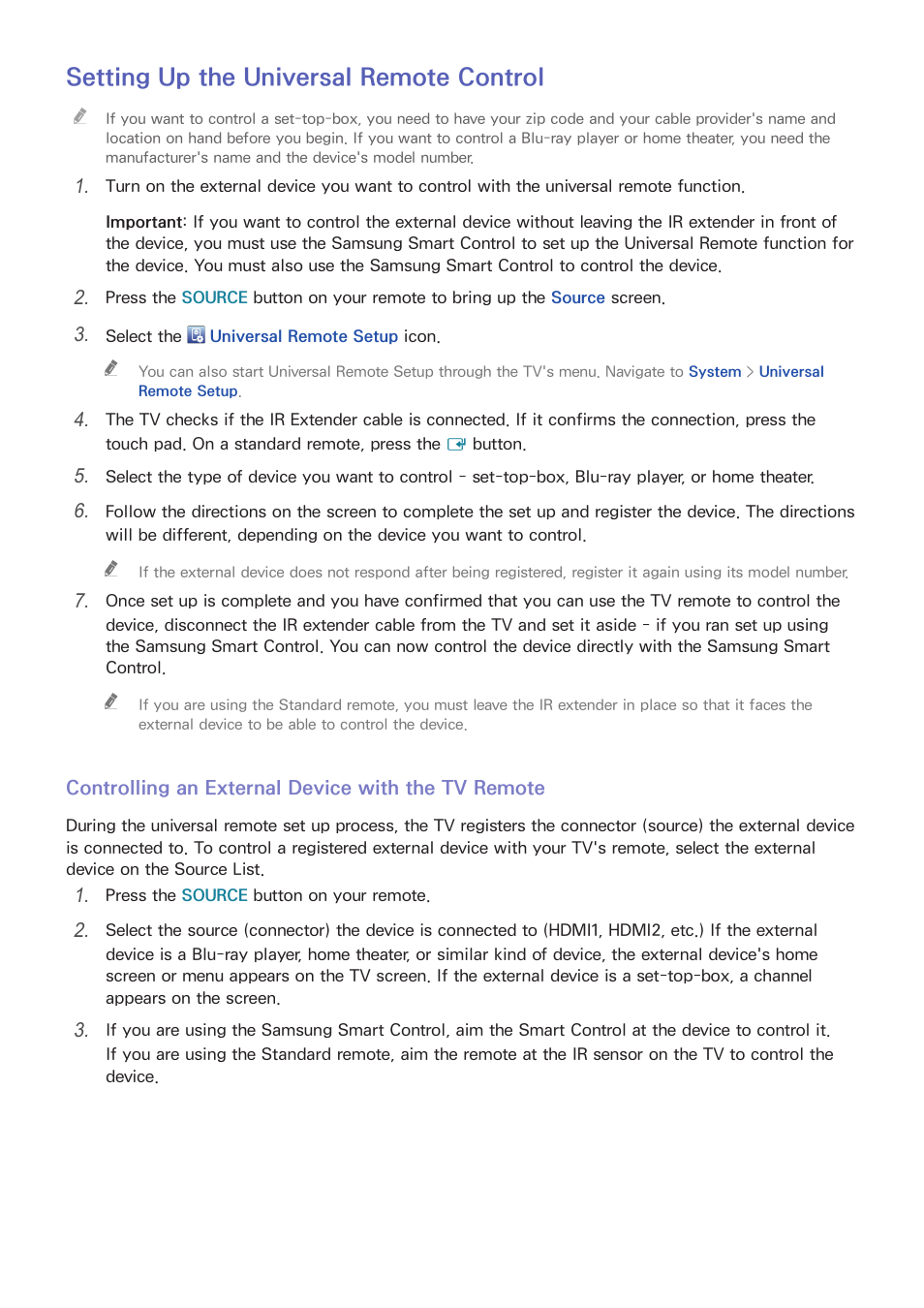 39 setting up the universal remote control, Setting up the universal remote control | Samsung UN78HU9000FXZA User Manual | Page 45 / 244