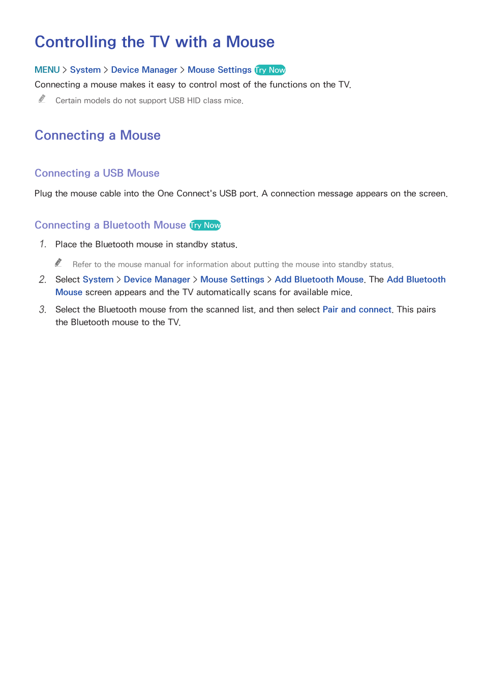 Controlling the tv with a mouse, 43 connecting a mouse, Connecting a mouse | Samsung UN78HU9000FXZA User Manual | Page 49 / 244