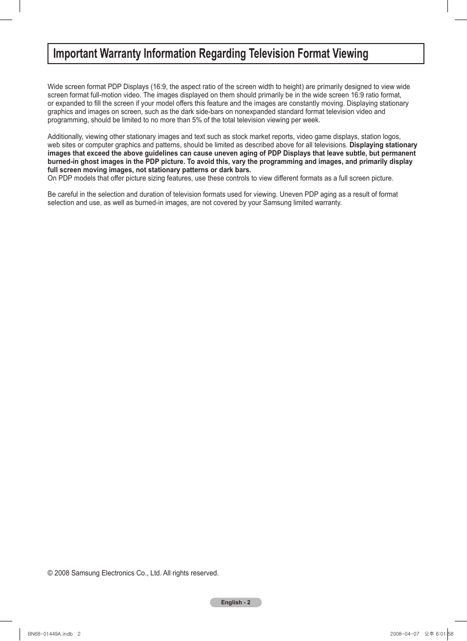Samsung PL50A450P1XZP User Manual | Page 2 / 123