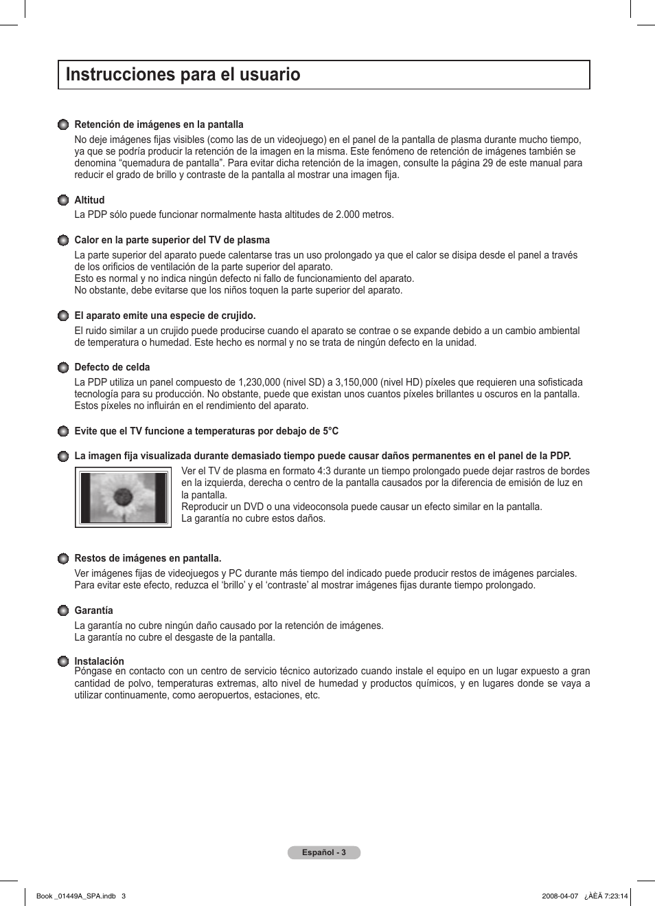 Instrucciones para el usuario | Samsung PL50A450P1XZP User Manual | Page 65 / 123