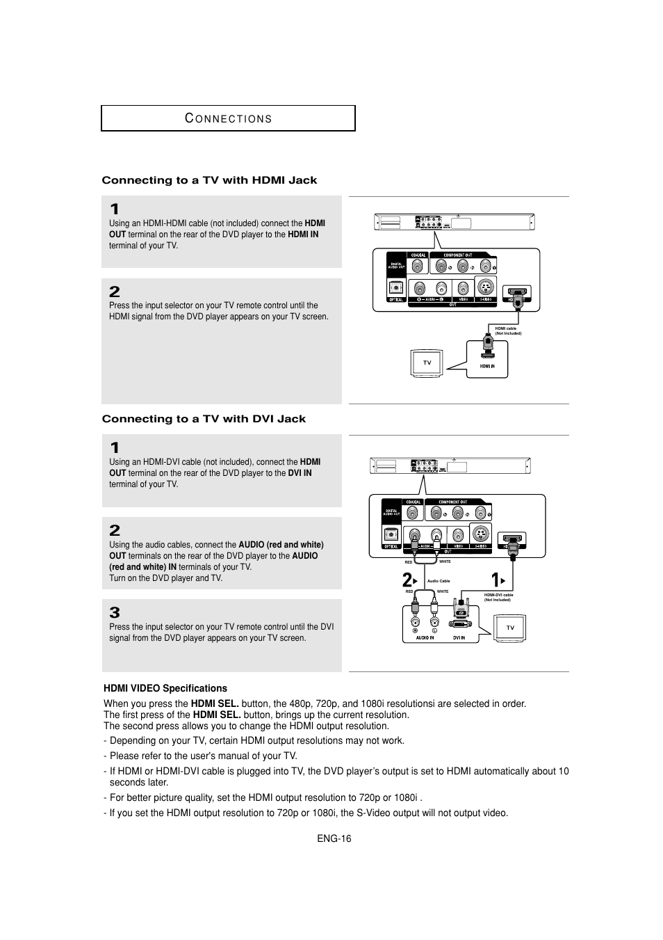 Connecting to a tv with hdmi jack | Samsung DVD-HD870-XAA User Manual | Page 16 / 62