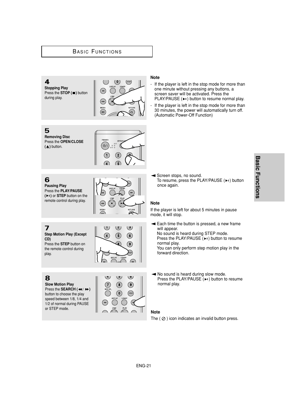 Basic functions b | Samsung DVD-HD870-XAA User Manual | Page 21 / 62