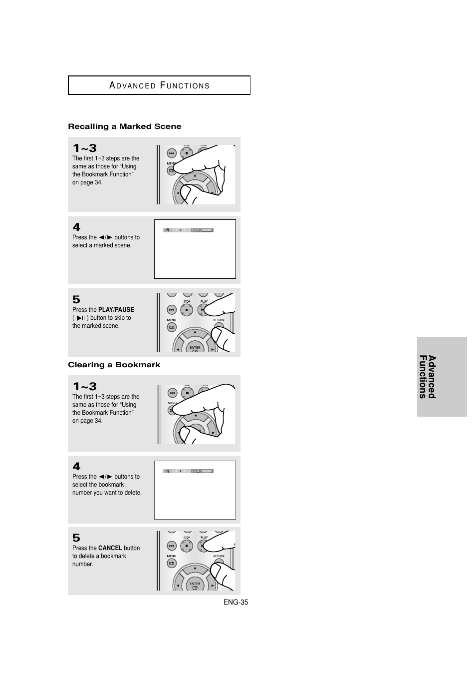 Advanced functions a | Samsung DVD-HD870-XAA User Manual | Page 35 / 62