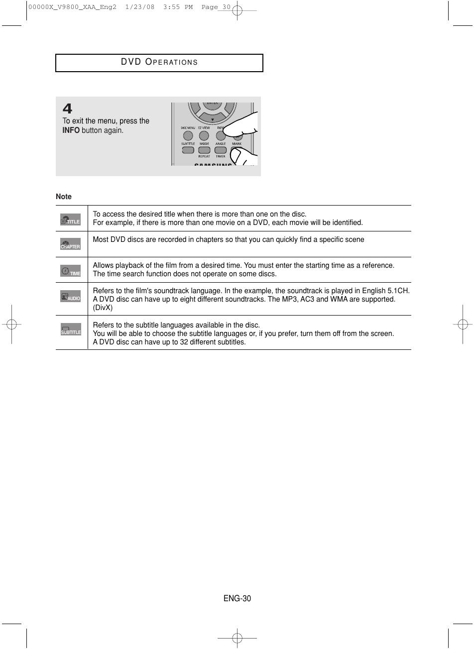 D v d o | Samsung DVD-V9800-XAA User Manual | Page 30 / 88