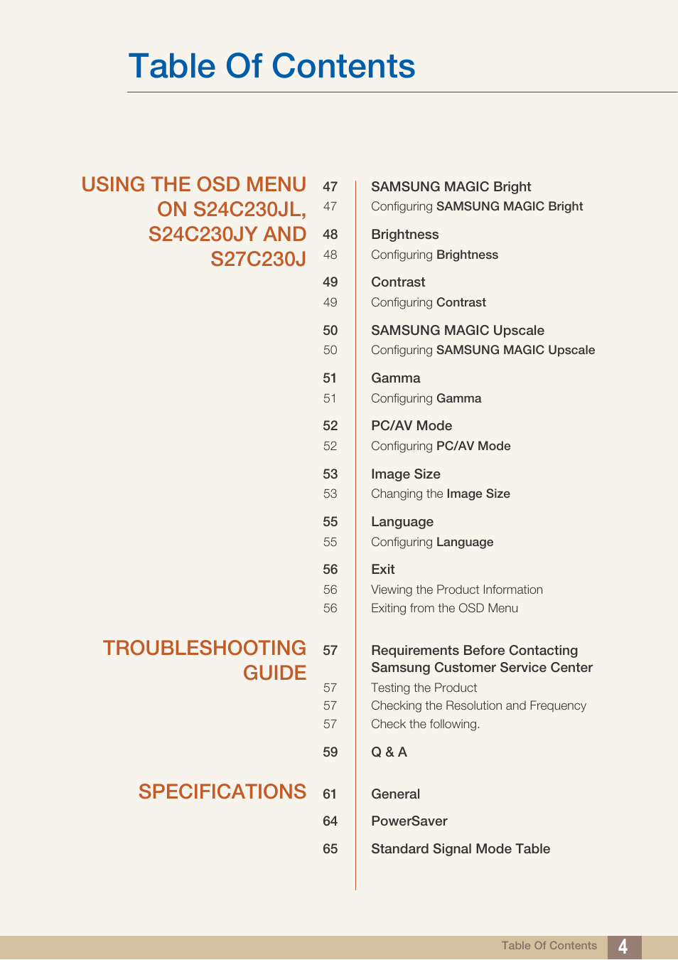 Samsung LS24C230BL-ZA User Manual | Page 4 / 77