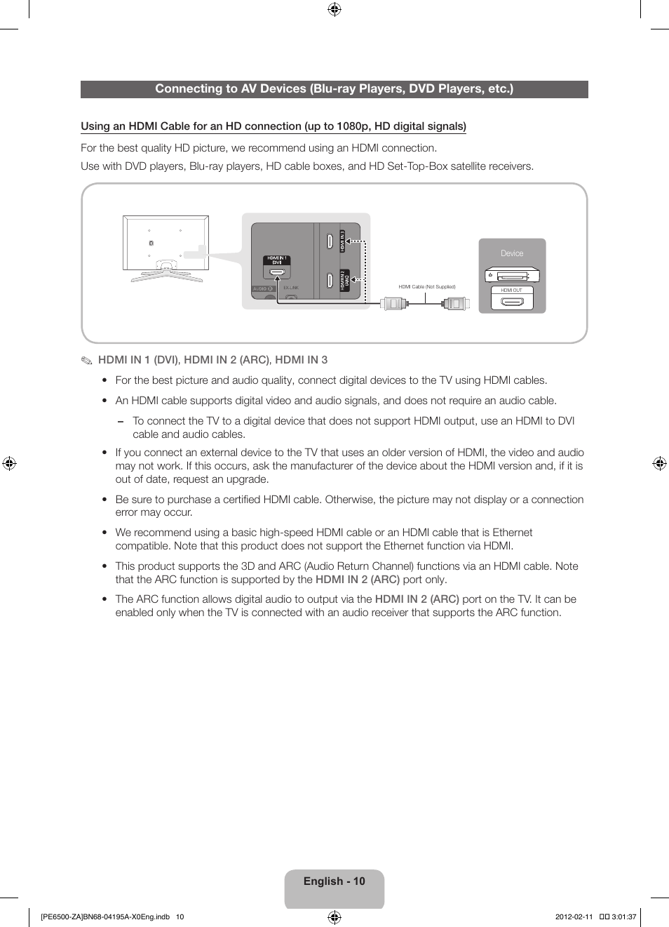 Samsung PN60E6500EFXZA User Manual | Page 10 / 43