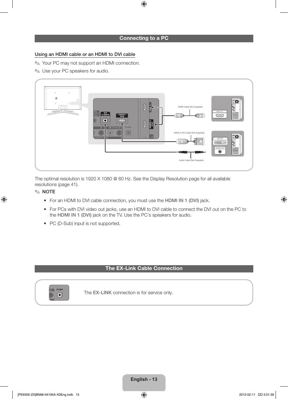 Samsung PN60E6500EFXZA User Manual | Page 13 / 43