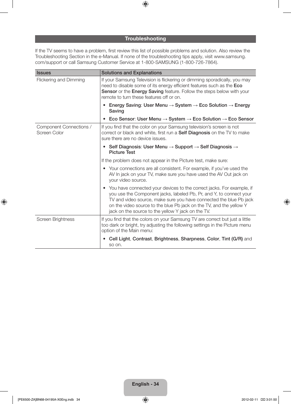 Samsung PN60E6500EFXZA User Manual | Page 34 / 43