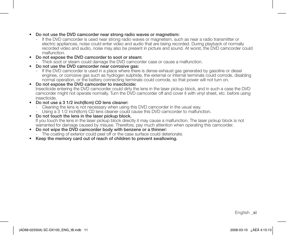 Samsung SC-DX103-XAP User Manual | Page 11 / 124