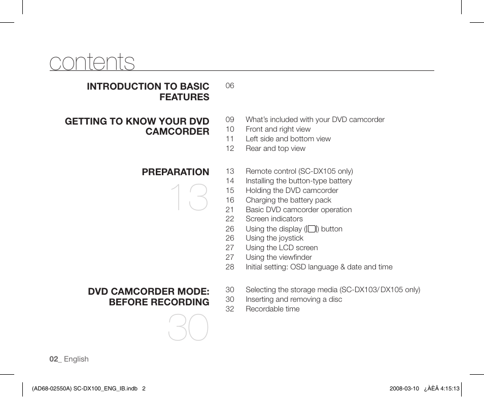 Samsung SC-DX103-XAP User Manual | Page 12 / 124