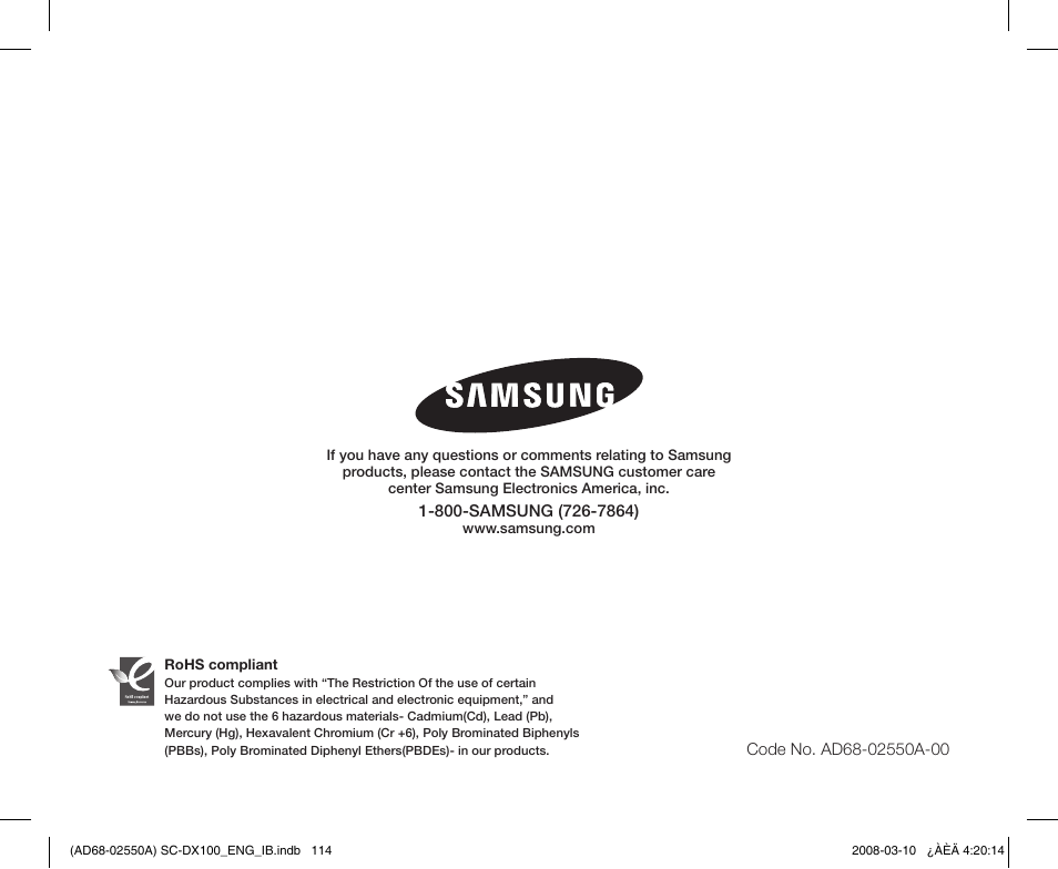 Samsung SC-DX103-XAP User Manual | Page 124 / 124