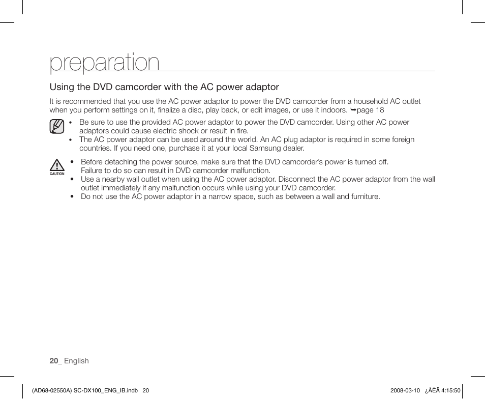 Preparation | Samsung SC-DX103-XAP User Manual | Page 30 / 124