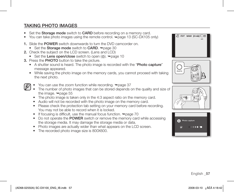 Taking photo images | Samsung SC-DX103-XAP User Manual | Page 67 / 124