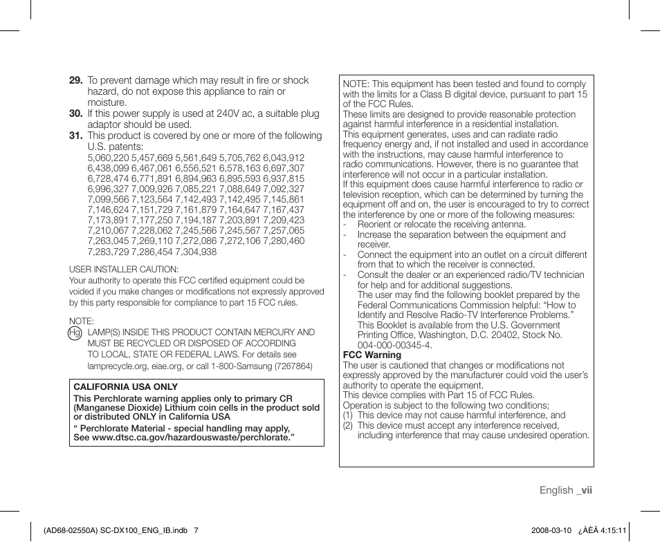 Samsung SC-DX103-XAP User Manual | Page 7 / 124