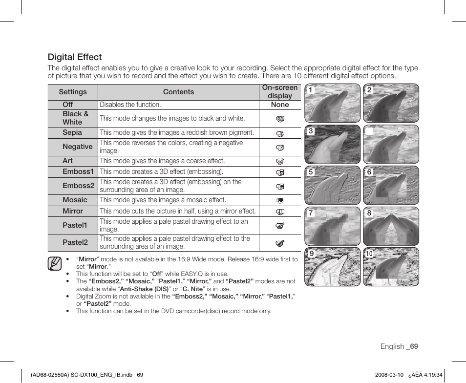 Digital effect | Samsung SC-DX103-XAP User Manual | Page 79 / 124