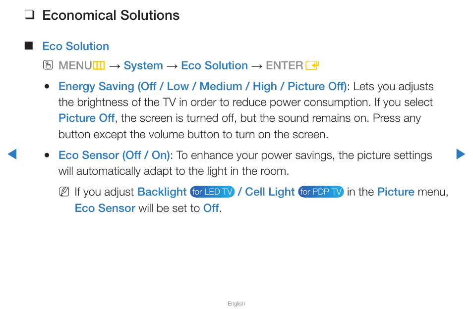 Economical solutions | Samsung UN65D8000XFXZA User Manual | Page 132 / 324