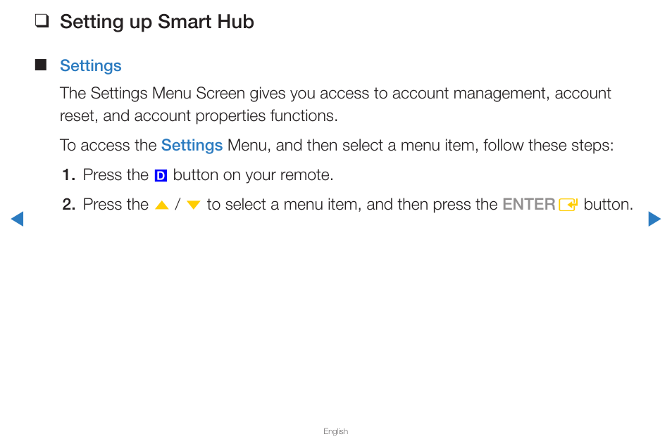 Setting up smart hub | Samsung UN65D8000XFXZA User Manual | Page 196 / 324