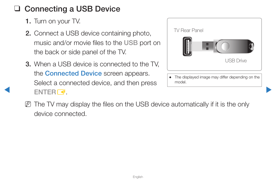 Connecting a usb device | Samsung UN65D8000XFXZA User Manual | Page 219 / 324