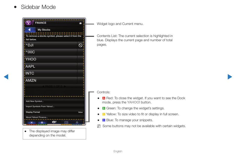 Sidebar mode | Samsung UN65D8000XFXZA User Manual | Page 274 / 324