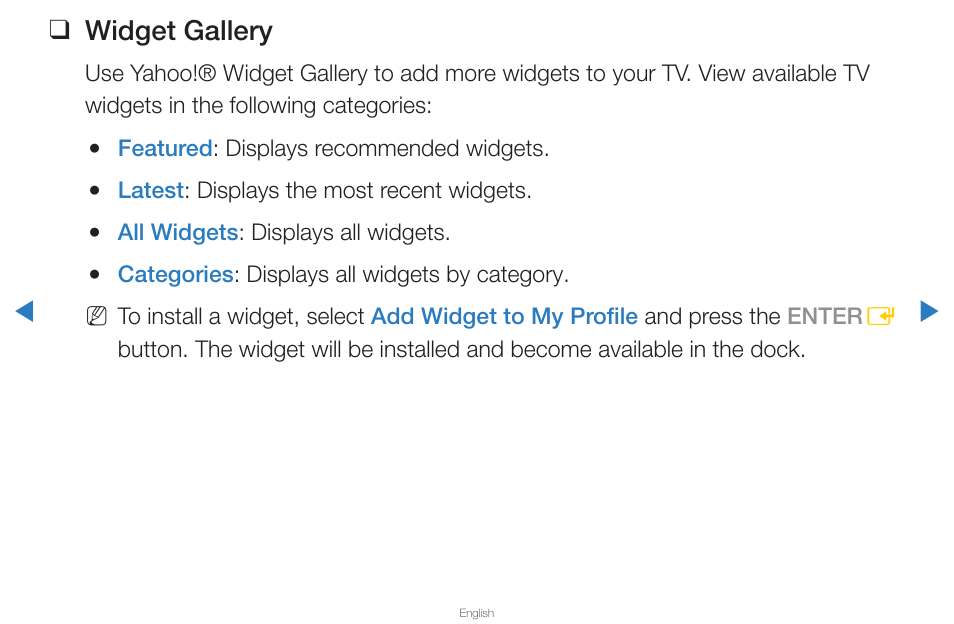 Widget gallery | Samsung UN65D8000XFXZA User Manual | Page 281 / 324