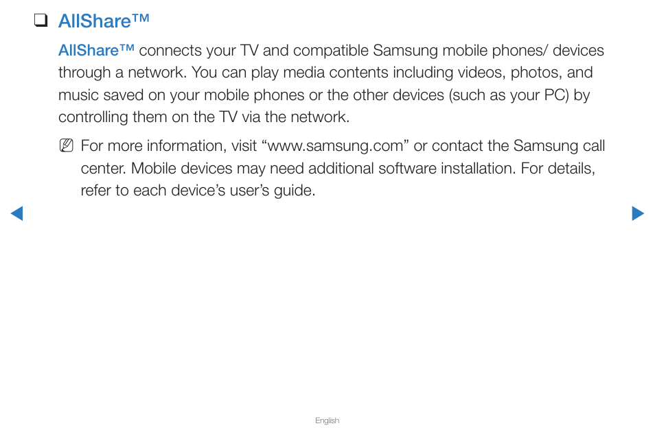 Allshare | Samsung UN65D8000XFXZA User Manual | Page 290 / 324