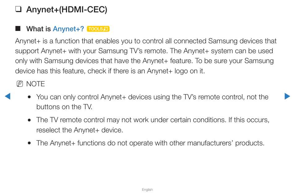 Anynet+(hdmi-cec) 294, Anynet+(hdmi-cec) | Samsung UN65D8000XFXZA User Manual | Page 296 / 324
