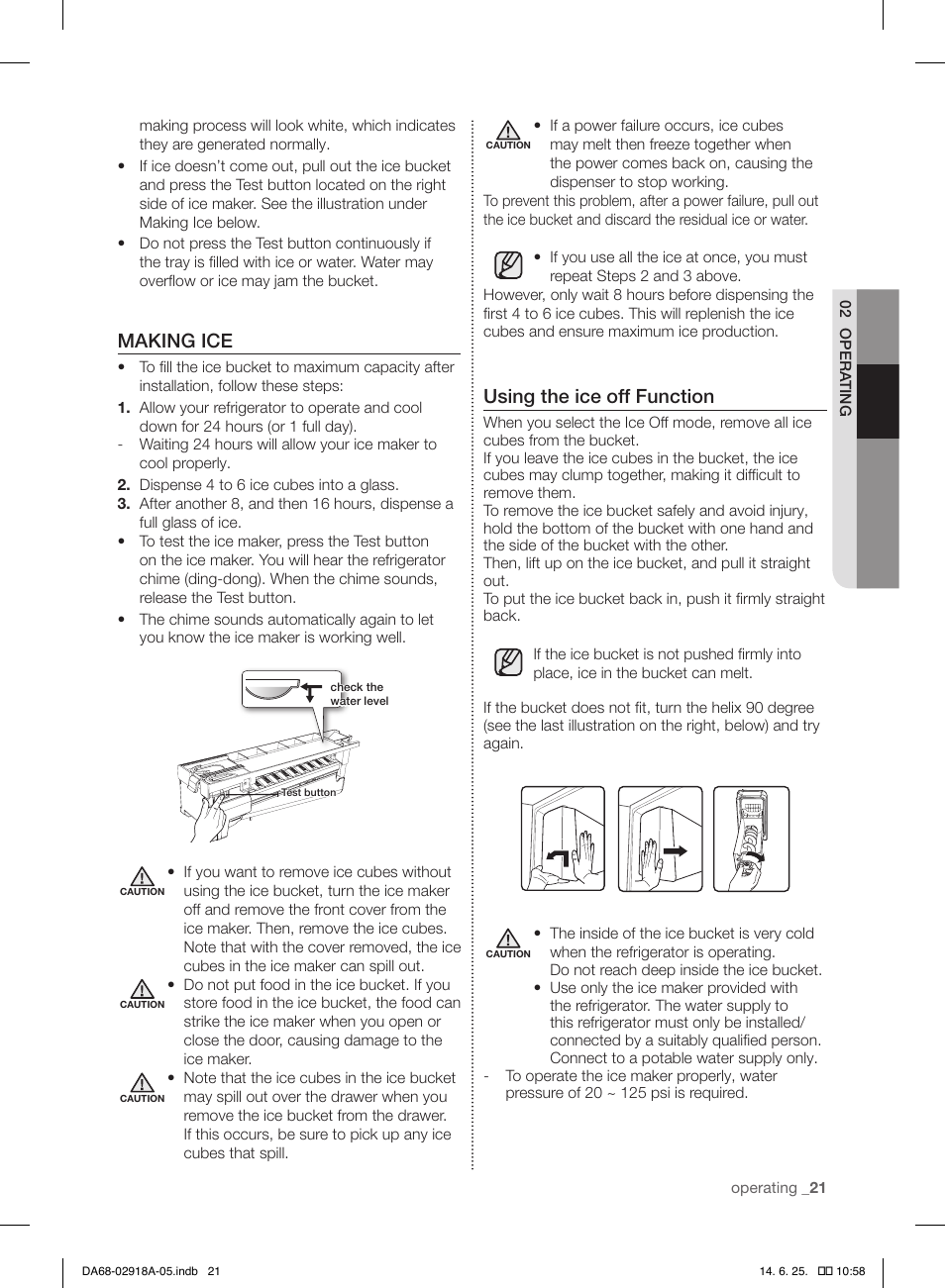 Making ice, Using the ice off function | Samsung RF32FMQDBXW-AA User Manual | Page 21 / 84