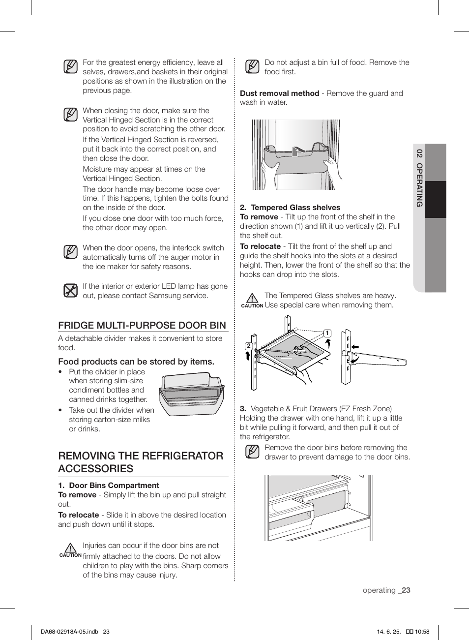 Removing the refrigerator accessories, Fridge multi-purpose door bin | Samsung RF32FMQDBXW-AA User Manual | Page 23 / 84