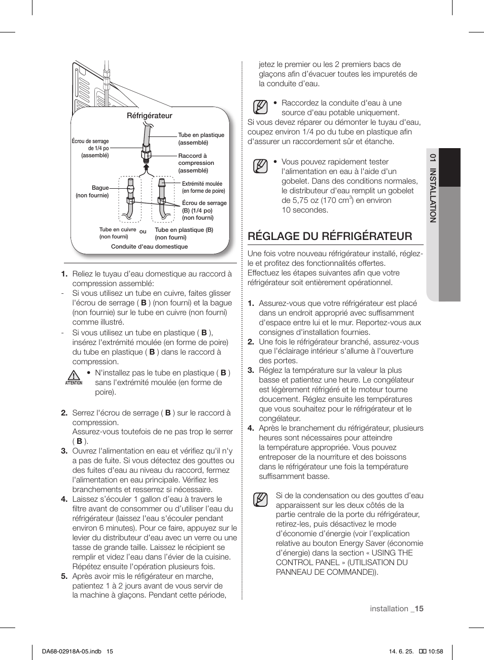 Réglage du réfrigérateur | Samsung RF32FMQDBXW-AA User Manual | Page 43 / 84