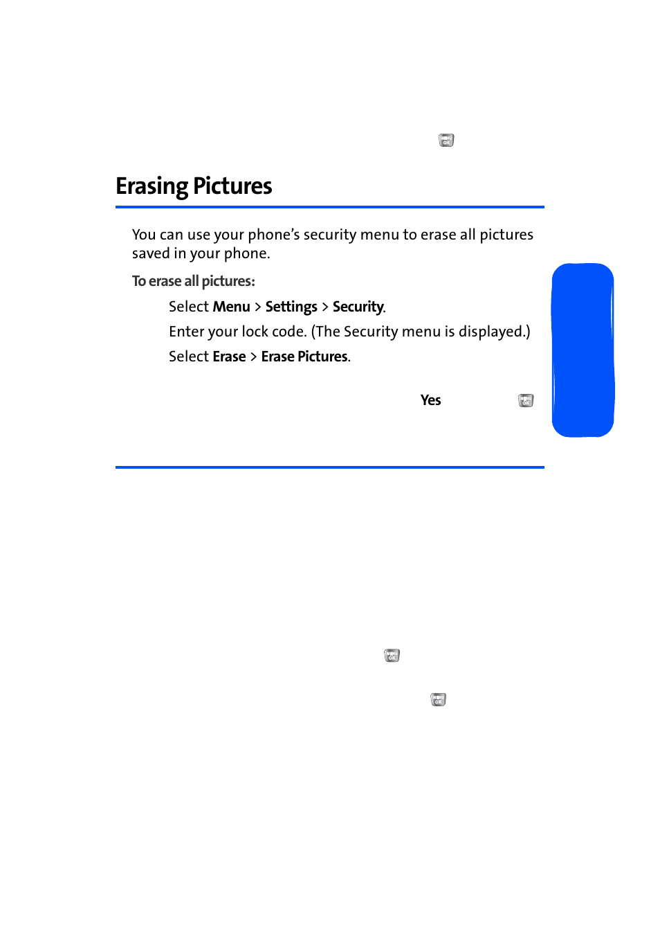 Erasing pictures, Resetting your phone | Samsung SPH-A640ZKAAFT User Manual | Page 89 / 192