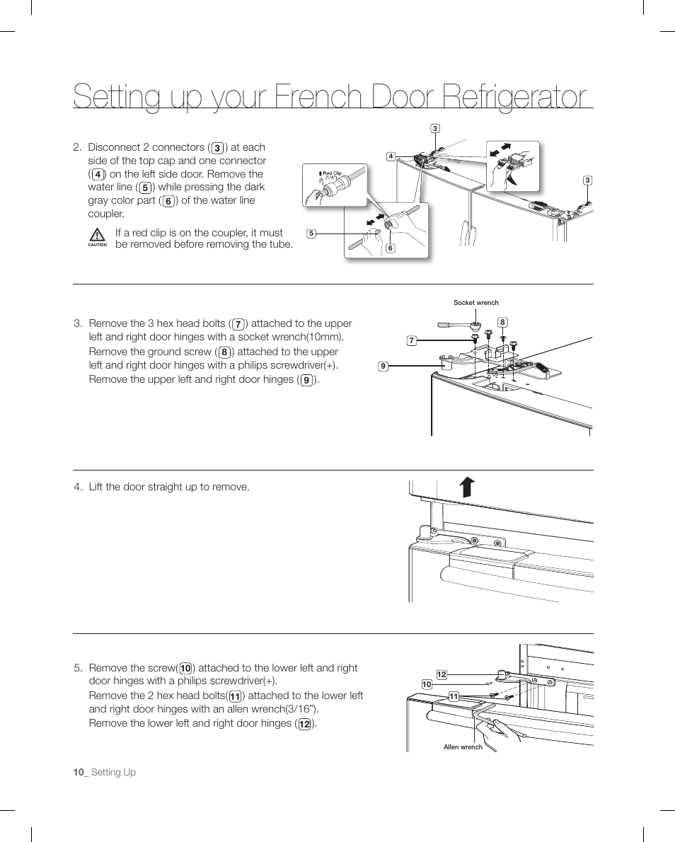 Setting up your french door refrigerator | Samsung RFG298AARS-XAA User Manual | Page 10 / 42