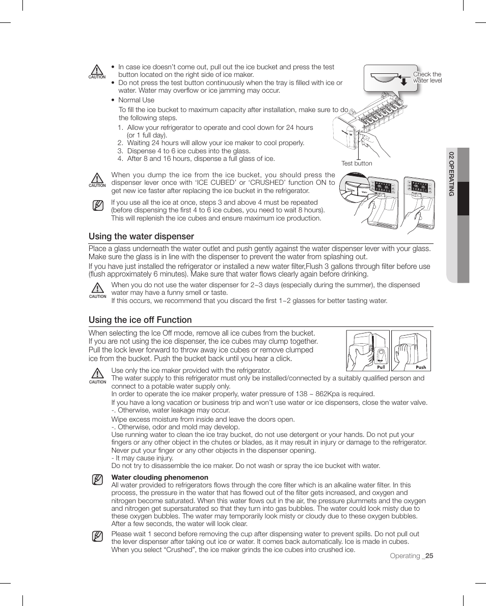 Using the water dispenser, Using the ice off function | Samsung RFG298AARS-XAA User Manual | Page 25 / 42