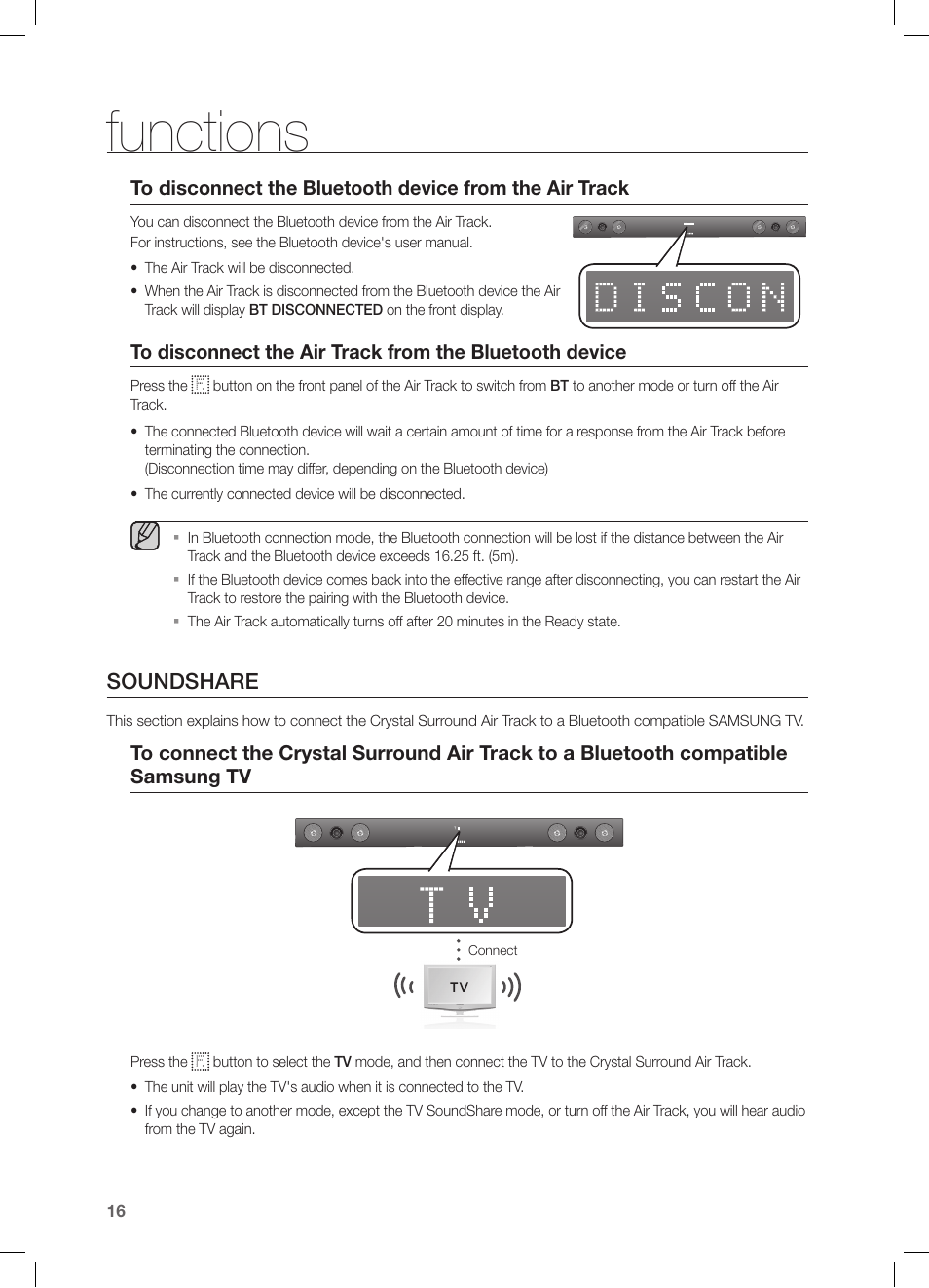 Soundshare, Functions | Samsung HW-FM45C-ZA User Manual | Page 16 / 26