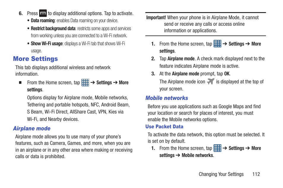 More settings | Samsung SGH-I747RWAATT User Manual | Page 119 / 235