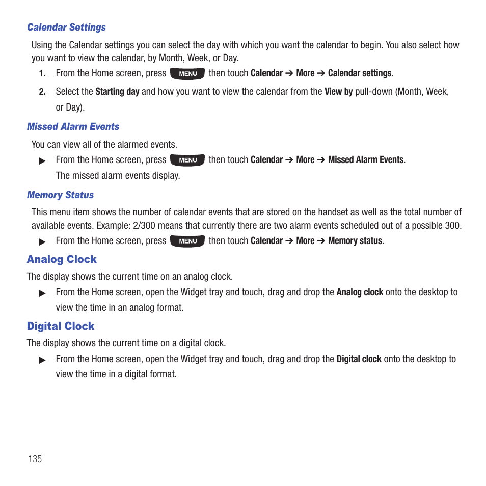 Analog clock, Digital clock, Analog clock digital clock | Samsung SGH-T669AAATMB User Manual | Page 138 / 217