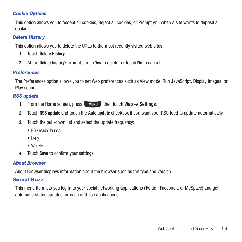 Social buzz | Samsung SGH-T669AAATMB User Manual | Page 159 / 217
