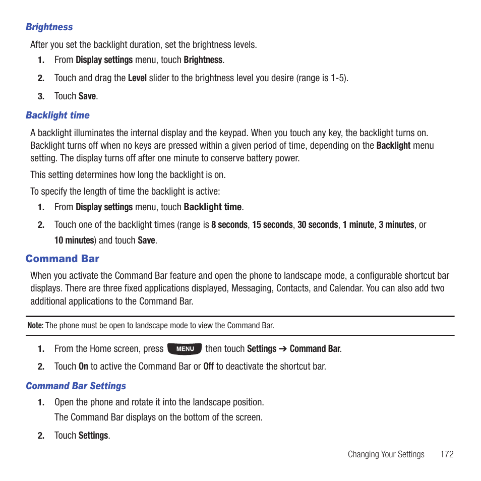 Command bar | Samsung SGH-T669AAATMB User Manual | Page 175 / 217