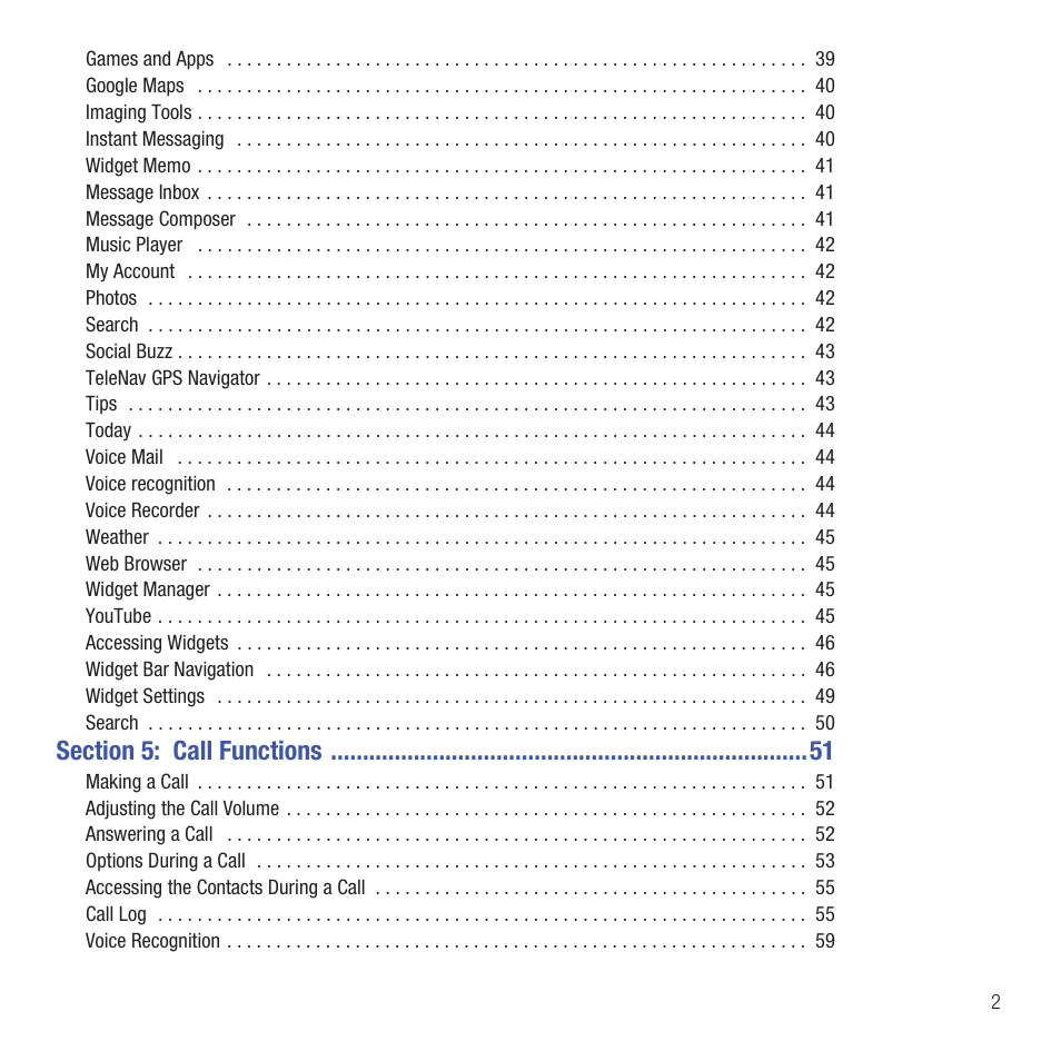 Section 5: call functions 51 | Samsung SGH-T669AAATMB User Manual | Page 5 / 217