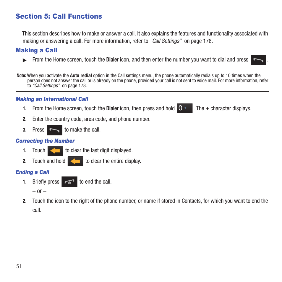 Section 5: call functions, Making a call | Samsung SGH-T669AAATMB User Manual | Page 54 / 217