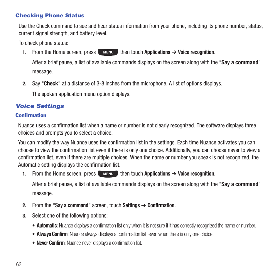 Samsung SGH-T669AAATMB User Manual | Page 66 / 217