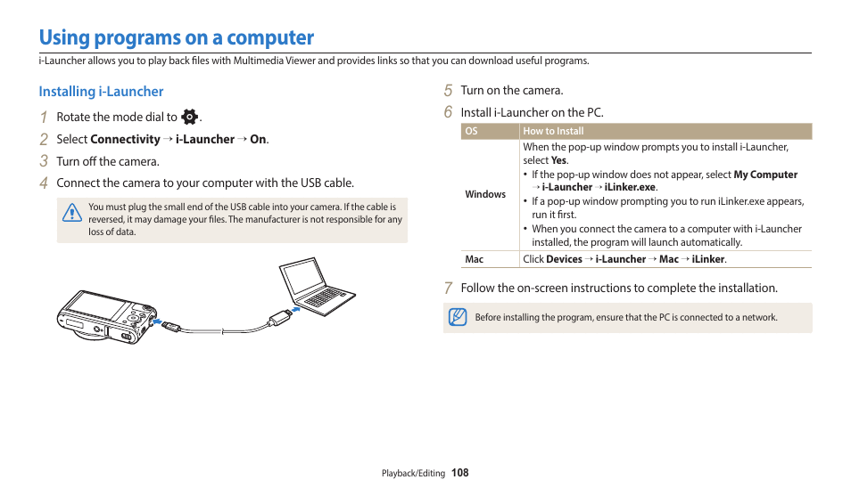 Using programs on a computer, Installing i-launcher | Samsung EC-WB350FBPWUS User Manual | Page 109 / 172