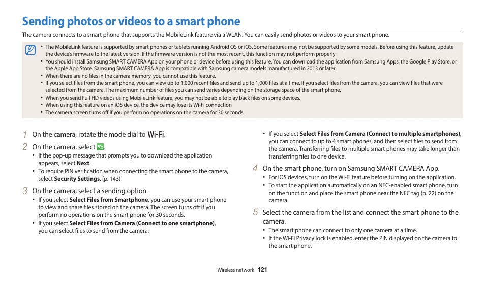 Sending photos or videos to a smart phone | Samsung EC-WB350FBPWUS User Manual | Page 122 / 172