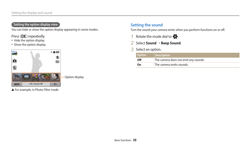 Setting the sound | Samsung EC-WB350FBPWUS User Manual | Page 37 / 172