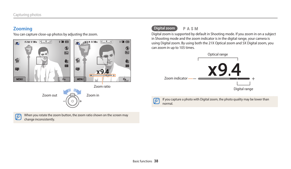 Zooming | Samsung EC-WB350FBPWUS User Manual | Page 39 / 172