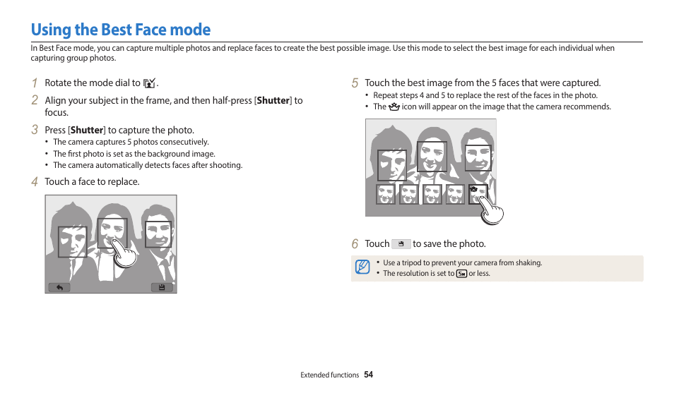 Using the best face mode | Samsung EC-WB350FBPWUS User Manual | Page 55 / 172