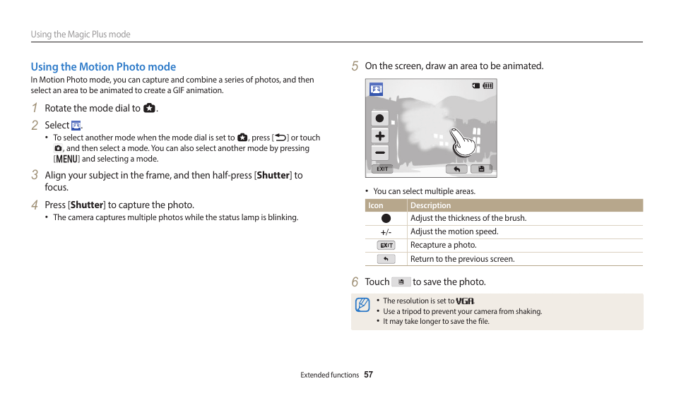 Using the motion photo mode | Samsung EC-WB350FBPWUS User Manual | Page 58 / 172