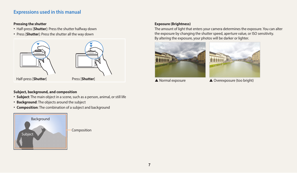 Expressions used in this manual | Samsung EC-WB350FBPWUS User Manual | Page 8 / 172